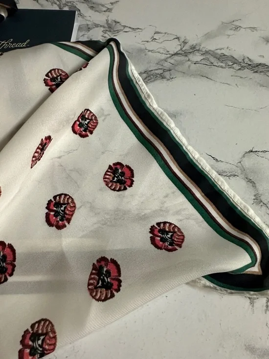 Universal Thread Cream Floral Dot Pattern Square Scarf - Picture 8 of 11